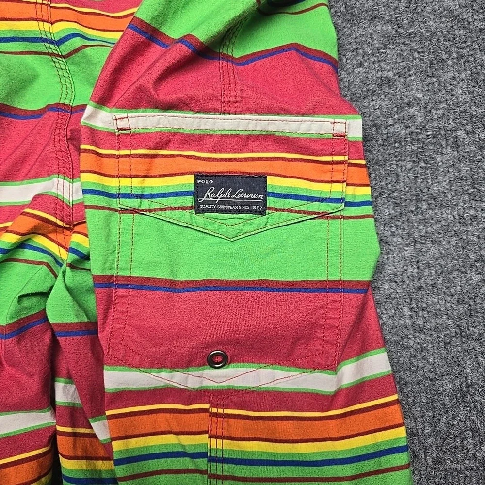Polo Ralph Lauren Board Shorts Mens 36 Swimming Swim Athletic Surfing Striped